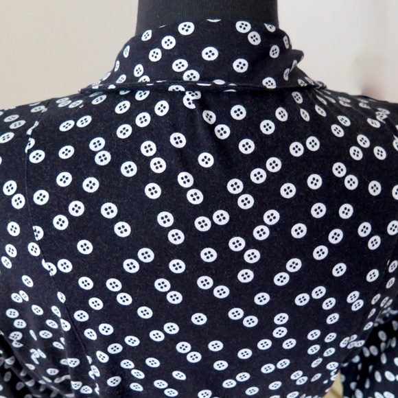 Hobbs Navy Button Print Jersey Dress, Tie Waist - Picture 10 of 13